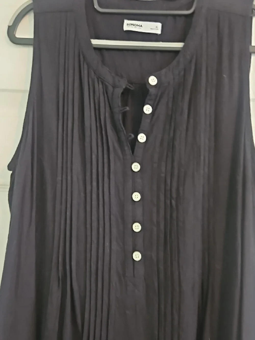 Sonoma Black Sleeveless Button-Front Dress